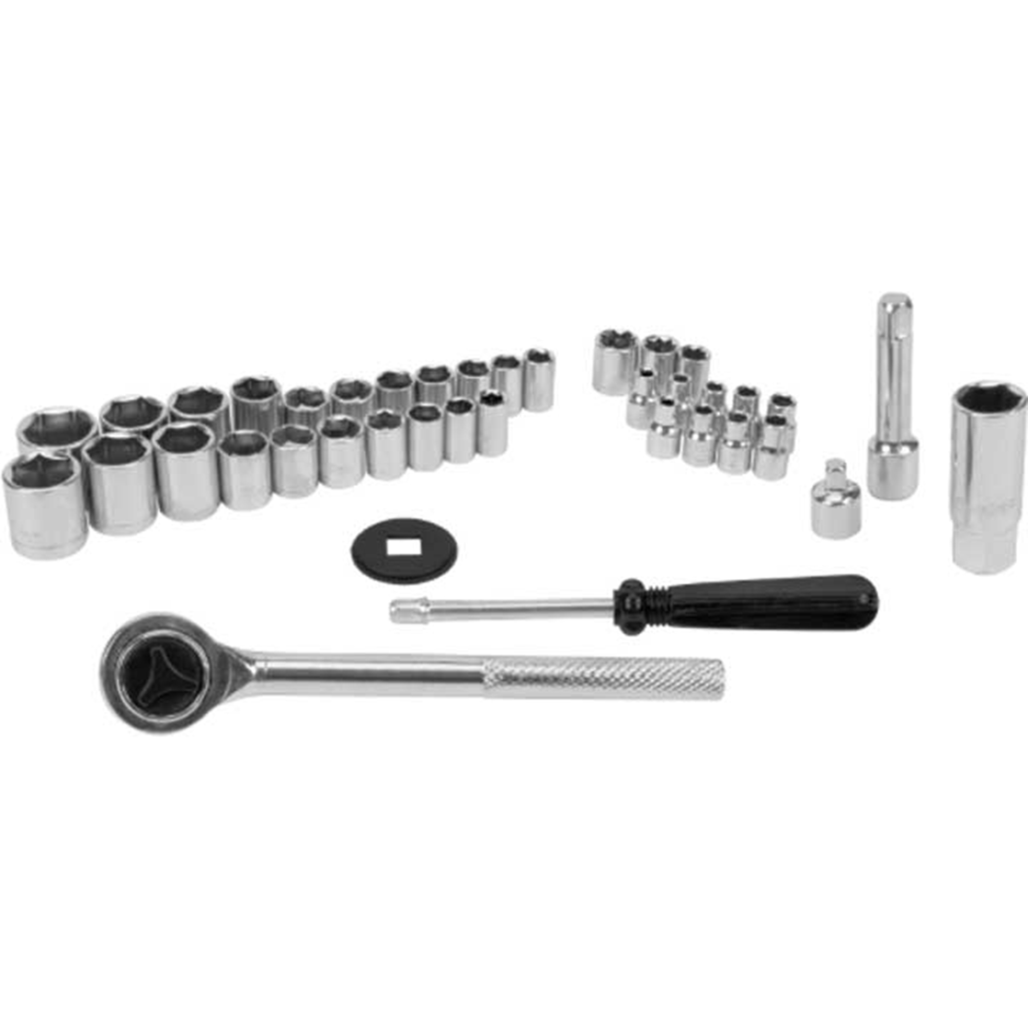 Performance Tool 40-Pc. Socket Set — 1/4in. & 3/8in. Drive, SAE & Metric, Includes Ratchet, Extension & Spark Plug Socket, Model# PRTW1173